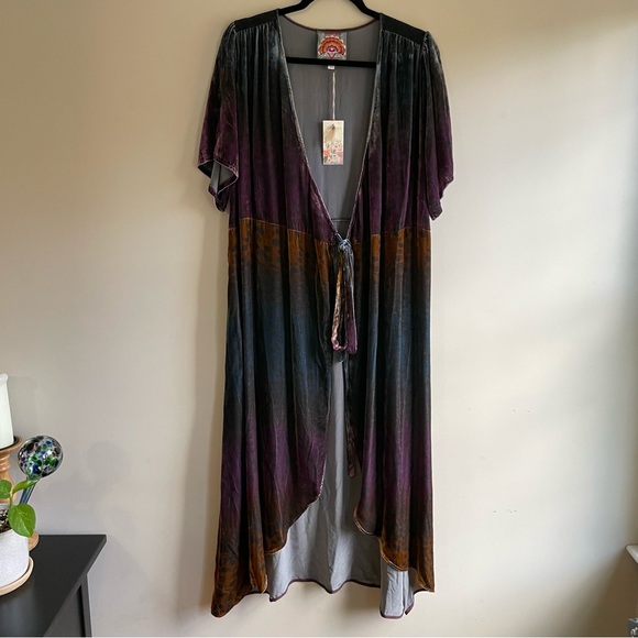 Johnny Was Ombré Cheetah Velvet Wrap Dress - Picture 2 of 5